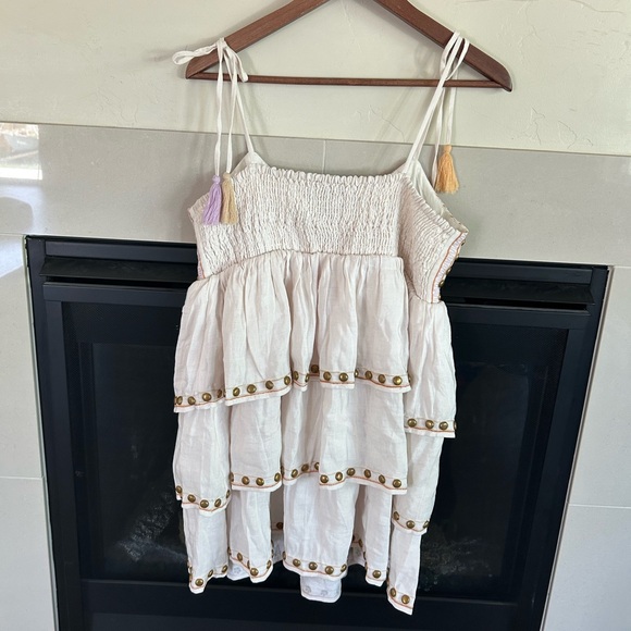 MAJORELLE $278 Liza Mini Dress SZ L tiered fit & flare ruffle grommet boho NEW - Picture 4 of 15